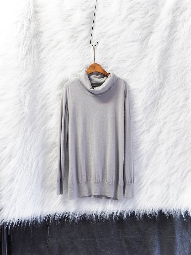 Wakayama light gray pine collar soft slippery girl antique Kashmir cashmere vintage sweater cashmere - Women's Sweaters - Wool Gray
