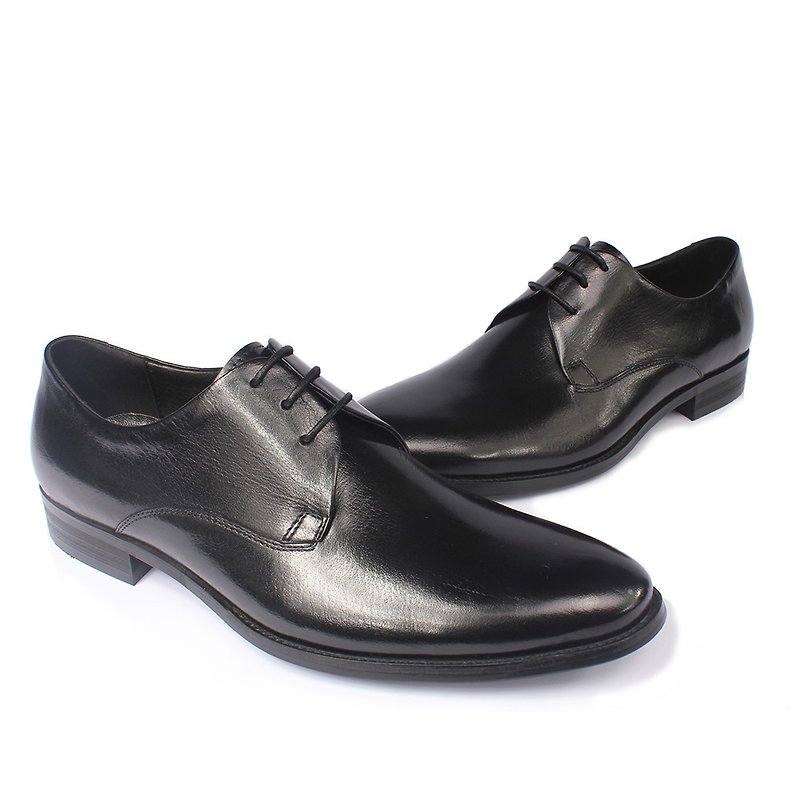 Sixlips simple plain Derby shoes V-Front black - Men's Casual Shoes - Genuine Leather Black