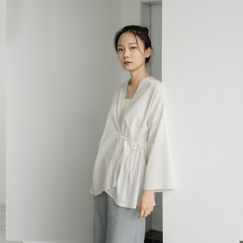 BUFU traditional Chinese cotton shirt SH190119 - Women's Shirts - Cotton & Hemp White
