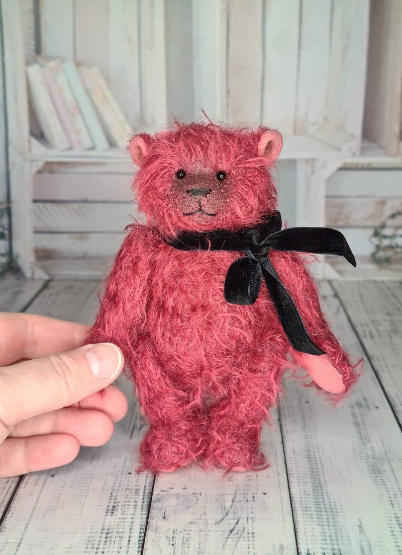 Red teddy bear. Artist teddy bear toy. Collectible bear. - 公仔/玩偶 - 其他材質 紅色