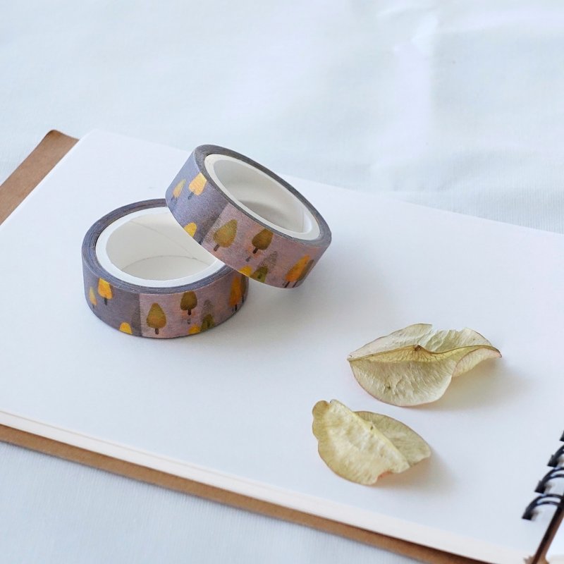 Yellow Tree Masking Tape (color) + Waterproof Sticker 3cm (1 piece) - มาสกิ้งเทป - กระดาษ สีนำ้ตาล