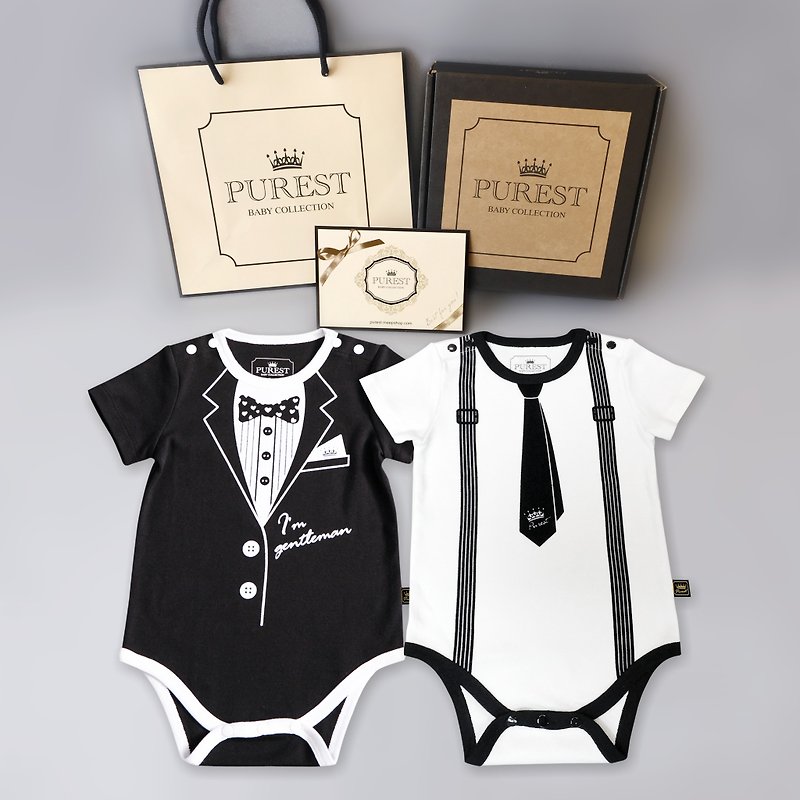 PUREST Little Gentleman Duo/Short Sleeve/Baby Moon Gift Set Baby Newborn Gift - Baby Gift Sets - Cotton & Hemp 