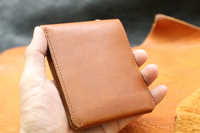 Classic rough cowhide short clip ultra-light wallet wallet wallet 03255437 - Wallets - Genuine Leather 