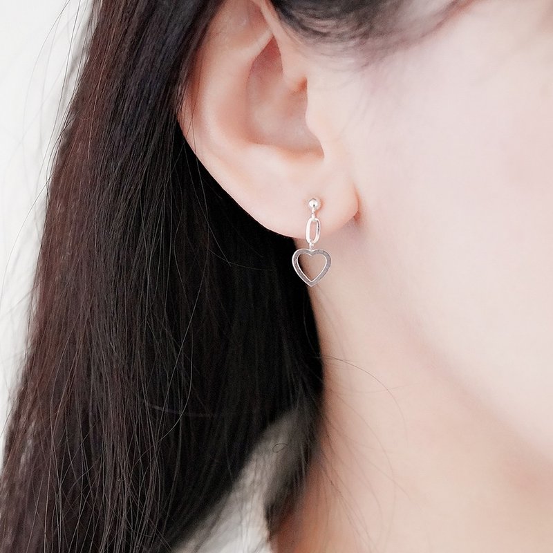 Love Xixin sterling silver earrings | Love 925 sterling silver pendant Valentine's Day gift jewelry gift box - ต่างหู - เงินแท้ สีเงิน