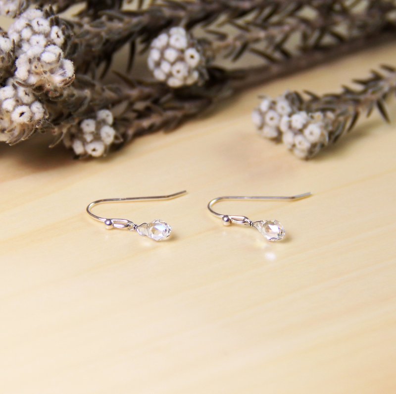  Classic Series Swarovski White Opal Handmade 925 sterling silver earrings | - ต่างหู - โลหะ สีใส