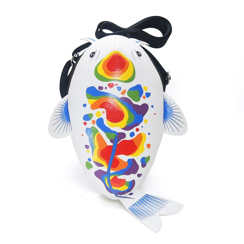 Rainbow koi fish crossbody bag for carrying mobile phones and other essentials - Other - Faux Leather White