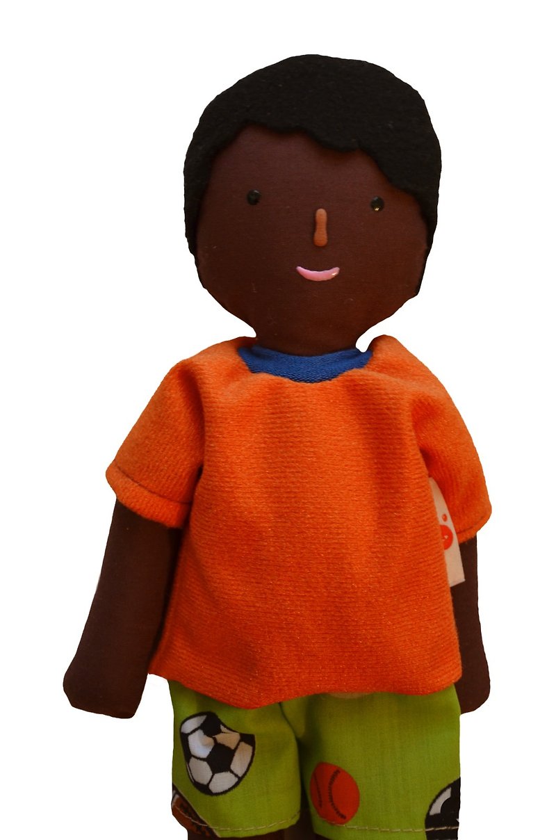 Boy doll / Rag doll of a boy / Handmade / Brown skin doll - 布娃娃 - Stuffed Dolls & Figurines - Other Materials Multicolor