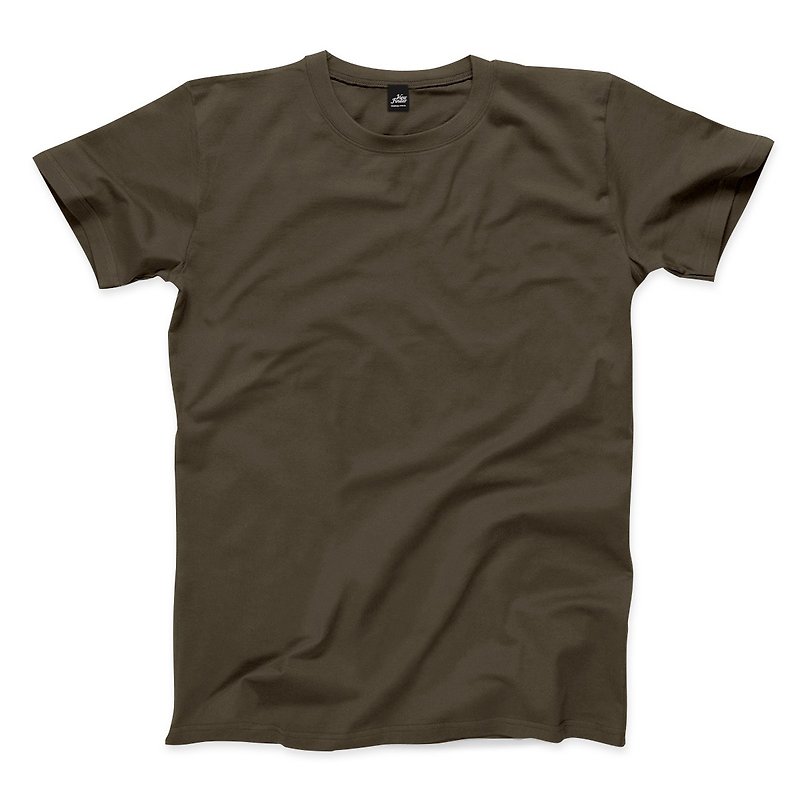 Plain Unisex Short Sleeve T-Shirt-Dark Grey - เสื้อยืดผู้ชาย - ผ้าฝ้าย/ผ้าลินิน สีเทา