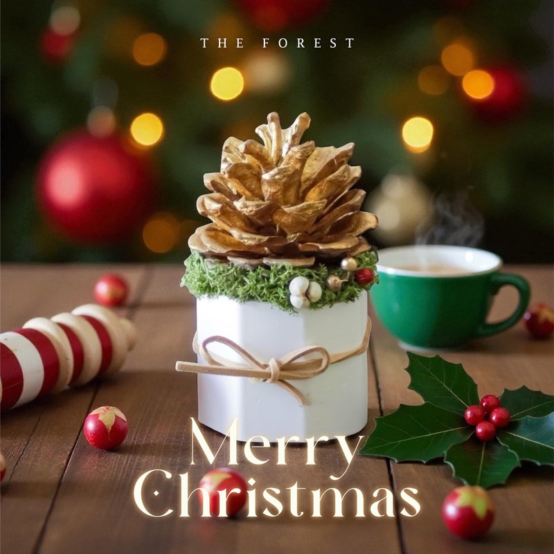 Lucky Pinecone 聖誕閃金松果擴香(贈送5ml香氛油) - 香氛/精油/擴香 - 其他材質 金色