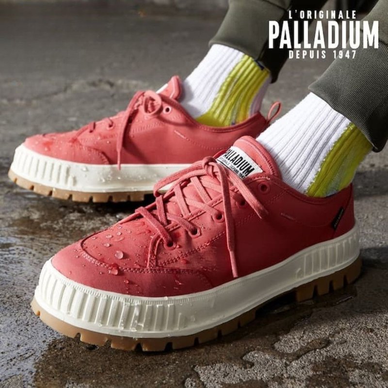 PALLADIUM PALLASHOCK LO WP+厚底巧克力低筒防水鞋 桃紅 74408 - 雨鞋/防水鞋 - 其他材質 