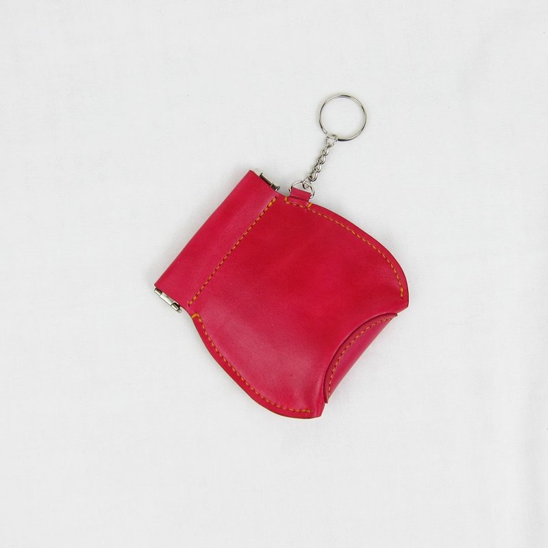 [Red Treasure Bag] Shrapnel Mouth Gold Coin Purse Special Gold Powder Dyeing - Coin Purses - Genuine Leather Red