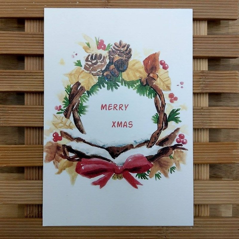 Colorful Christmas wreath card - การ์ด/โปสการ์ด - กระดาษ 