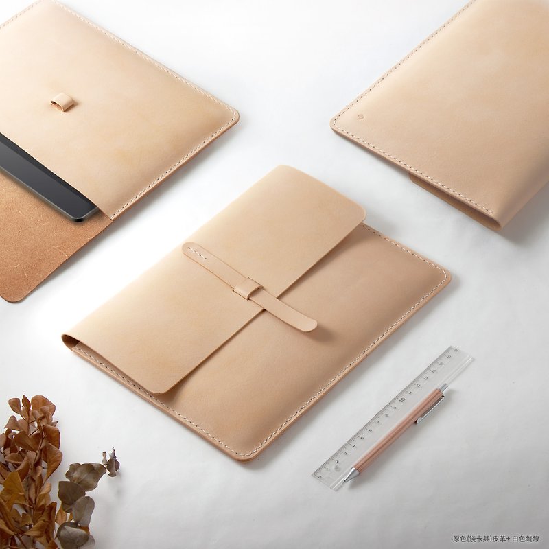 SEANCHY fully handmade flat leather case vegetable tanned genuine leather customized iPad surface pro - เคสแท็บเล็ต - หนังแท้ สีส้ม