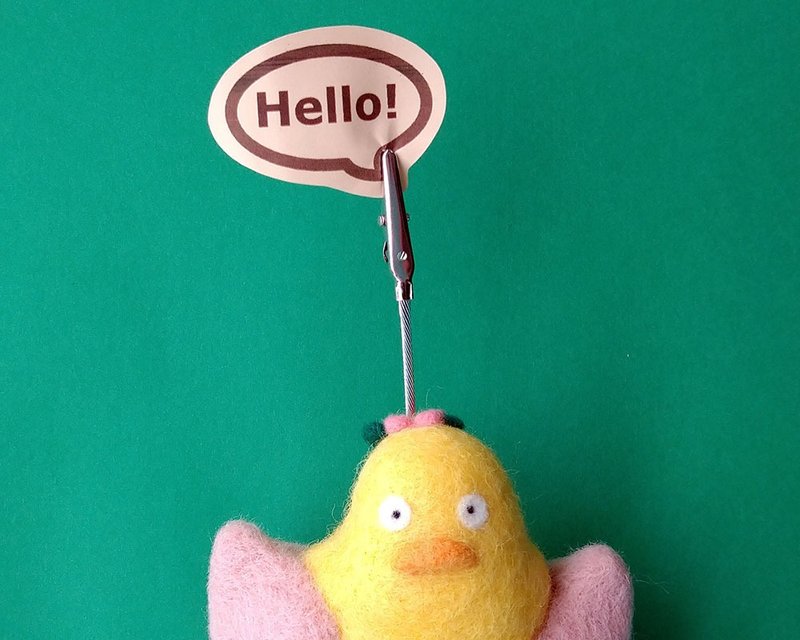 Wool felt peach piyo memo stand - ที่ตั้งบัตร - ขนแกะ สึชมพู