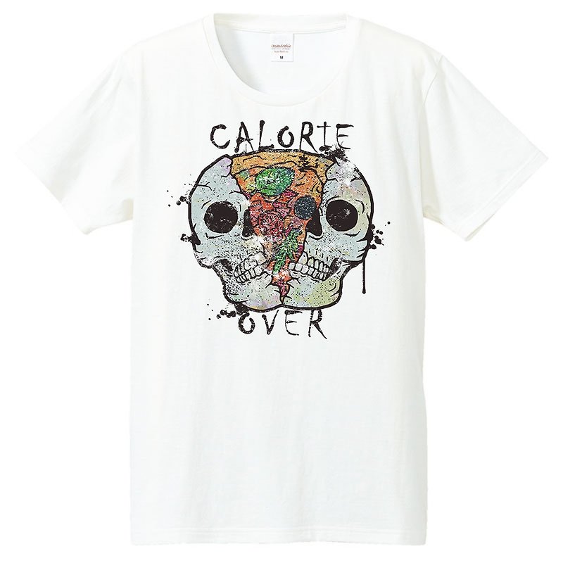 T-shirt / Skull Pizza - T 恤 - 棉．麻 白色