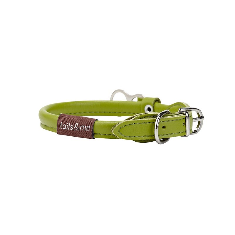 [tail and me] natural concept leather collar olive green S - ปลอกคอ - หนังเทียม สีเขียว