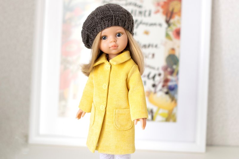 Coat for dolls Paola Reina, Siblies, Corolle, Little Darling (33 cm / 13 inches) - ตุ๊กตา - ผ้าฝ้าย/ผ้าลินิน สีเหลือง