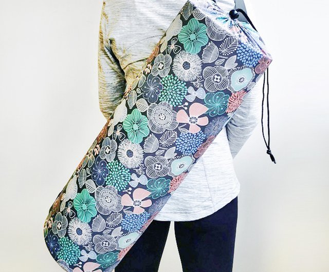 Handmade Yoga mat bag with zipper - floral yoga mat carrier for women