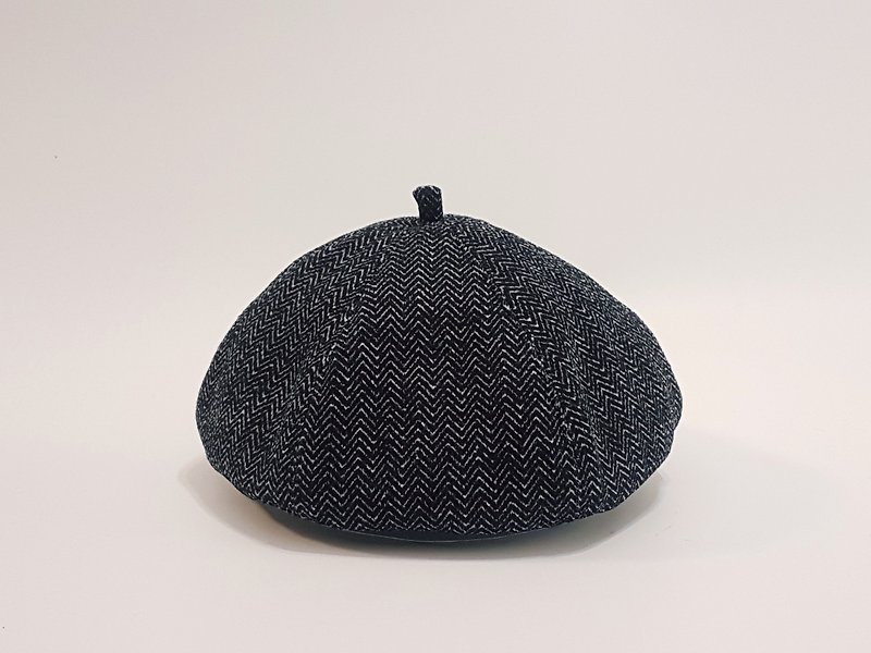 温調ファッションカボチャの帽子 - ヘリンボーン模様（黒グレーホワイト）＃彫物毛布＃画家帽＃贝蕾帽 - 帽子 - その他の素材 多色