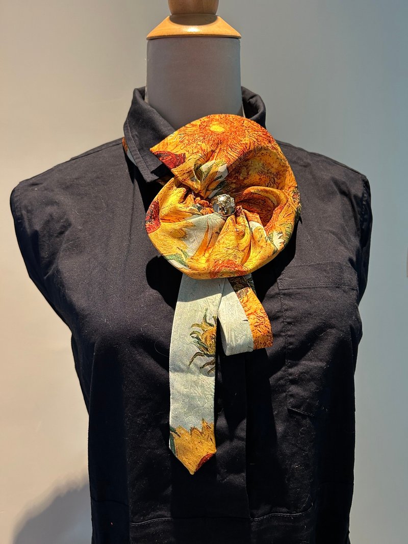 Retro floral tie-4 uses - เข็มกลัด/ข้อมือดอกไม้ - ผ้าฝ้าย/ผ้าลินิน หลากหลายสี