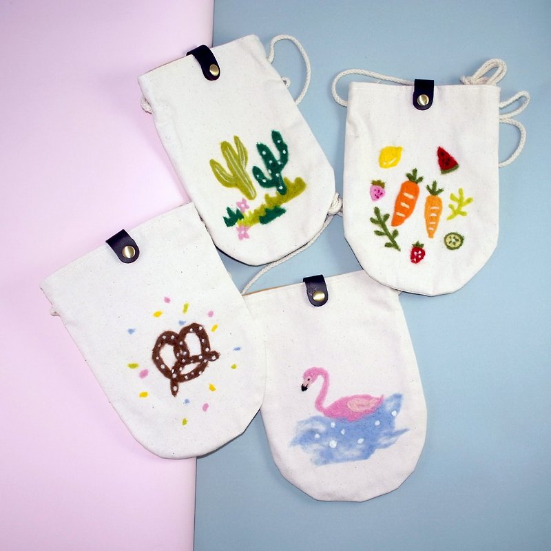 Handmade wool felt carry pouch - Messenger Bags & Sling Bags - Cotton & Hemp Multicolor
