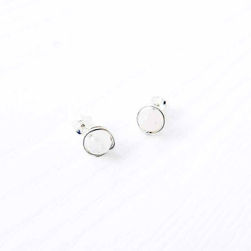 GENIES-Rose Quartz Silver Earrings Clip On Earrings Ear Cuffs - Earrings & Clip-ons - Other Materials Pink