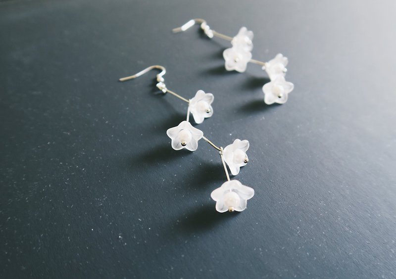 Open the school when the European earrings - flowers, pearls, simple, Korean - Earrings & Clip-ons - Plastic Transparent