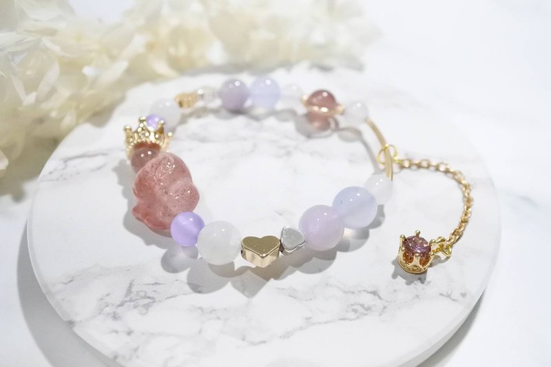 Lucky Fox Coronation – Natural Crystal Bracelet - สร้อยข้อมือ - คริสตัล สึชมพู