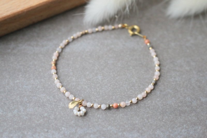 Agate brass pearl bracelet 0627-You are my good friend - Bracelets - Semi-Precious Stones Orange