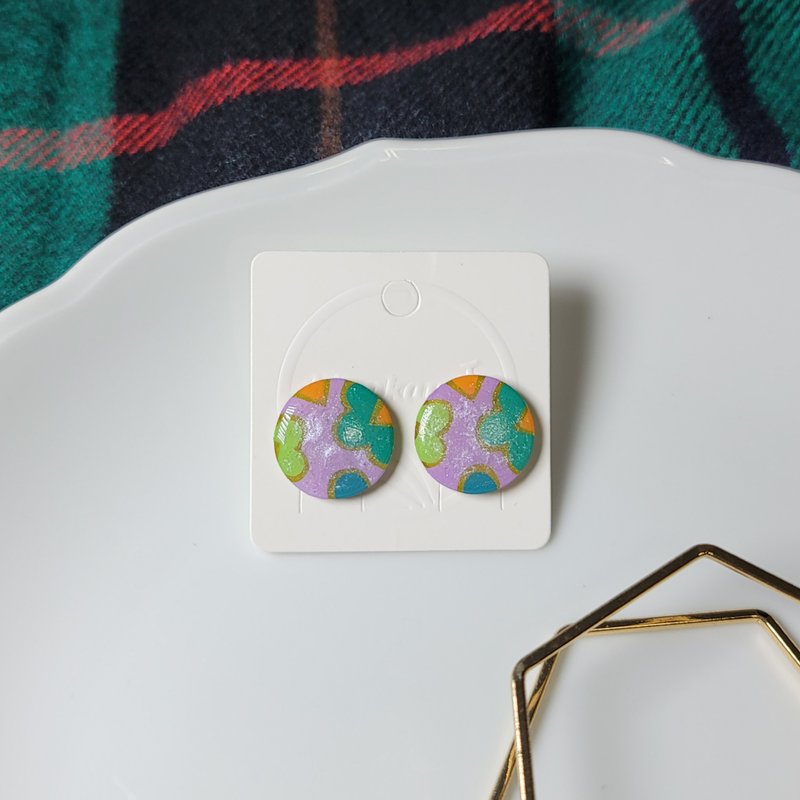 Vintage, Handmade Hand Painted Earrings - Earrings & Clip-ons - Stainless Steel Multicolor