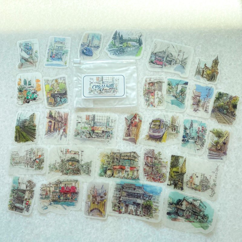 STicker the traveling life of the city photo drawing and decoration - Stickers - Paper 