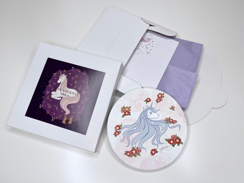 Winter Tsubaki Unicorn Yingge Ceramic Coaster/Absorbent Coaster - ที่รองแก้ว - ดินเผา 