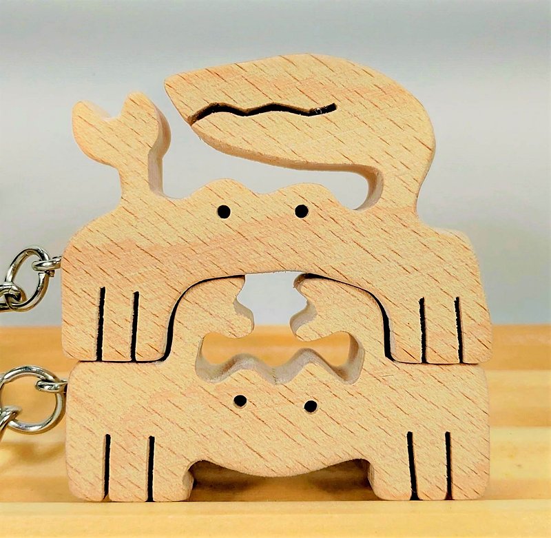 Healing Log Charm Log Charm | Cute Animals | Geng Tian Hand Workshop - Keychains - Wood Khaki