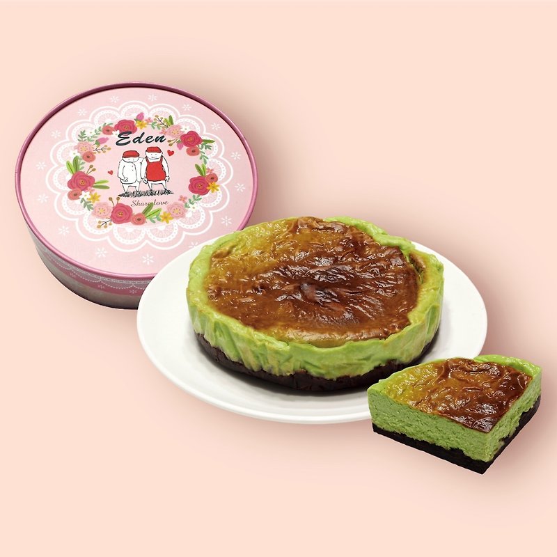 【Eden Taichung Canaan Garden】Mother's Day Limited/Matcha Red Bean Basque Cheesecake/Latin Egg Vegetarian - เค้กและของหวาน - วัสดุอื่นๆ สึชมพู