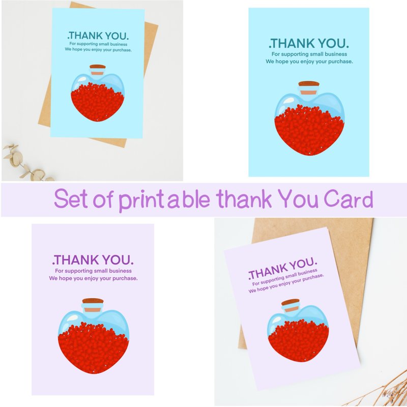 Heart-shaped glass jar card thanking customers, digital file - 電子似顏繪/繪畫/插畫 - 其他材質 