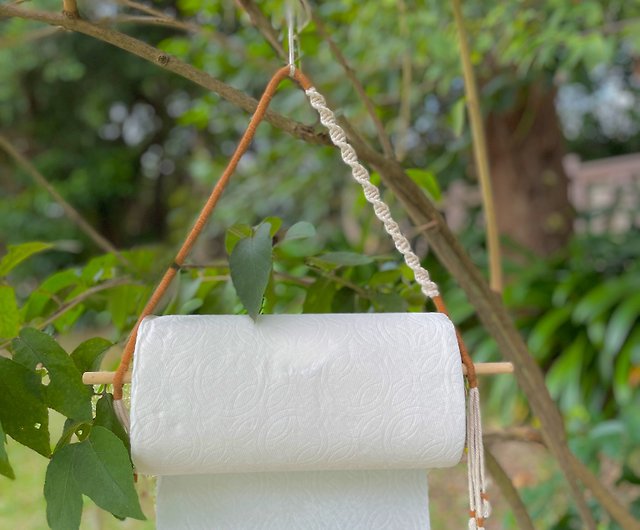 [woven tissue holder] handmade cotton I with a roll of paper towels I home  camping layout I hanging objects