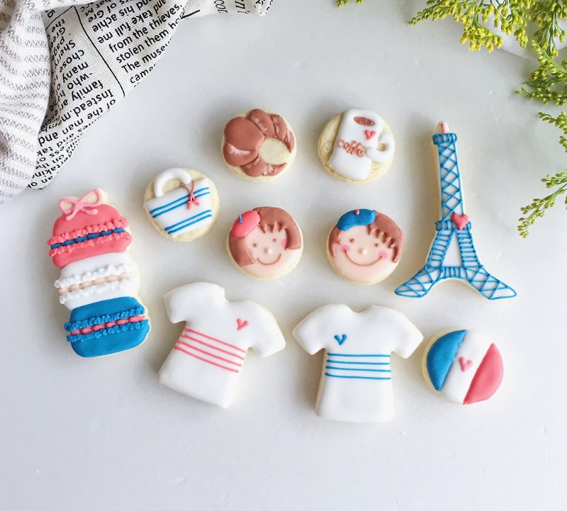 [Warm sun] candy biscuits ❥ simple life small Paris Lihua hand-painted design biscuits 10 groups**Please contact us before ordering** - Handmade Cookies - Fresh Ingredients 