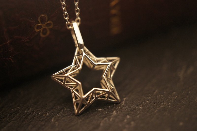 925 Sterling Silver star Pendant with 18inches silver chain - Necklaces - Sterling Silver Silver