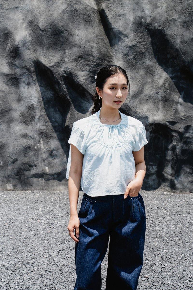 嬰兒藍天絲抽繩上衣 - 女上衣/長袖上衣 - 其他材質 藍色