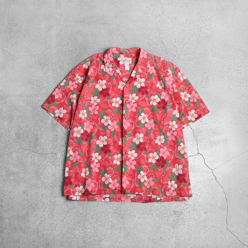 Aloha Shirts 夏威夷衫 / 古巴領襯衫、夏季古著襯衫、保齡球襯衫 - 男襯衫/休閒襯衫 - 棉．麻 紅色