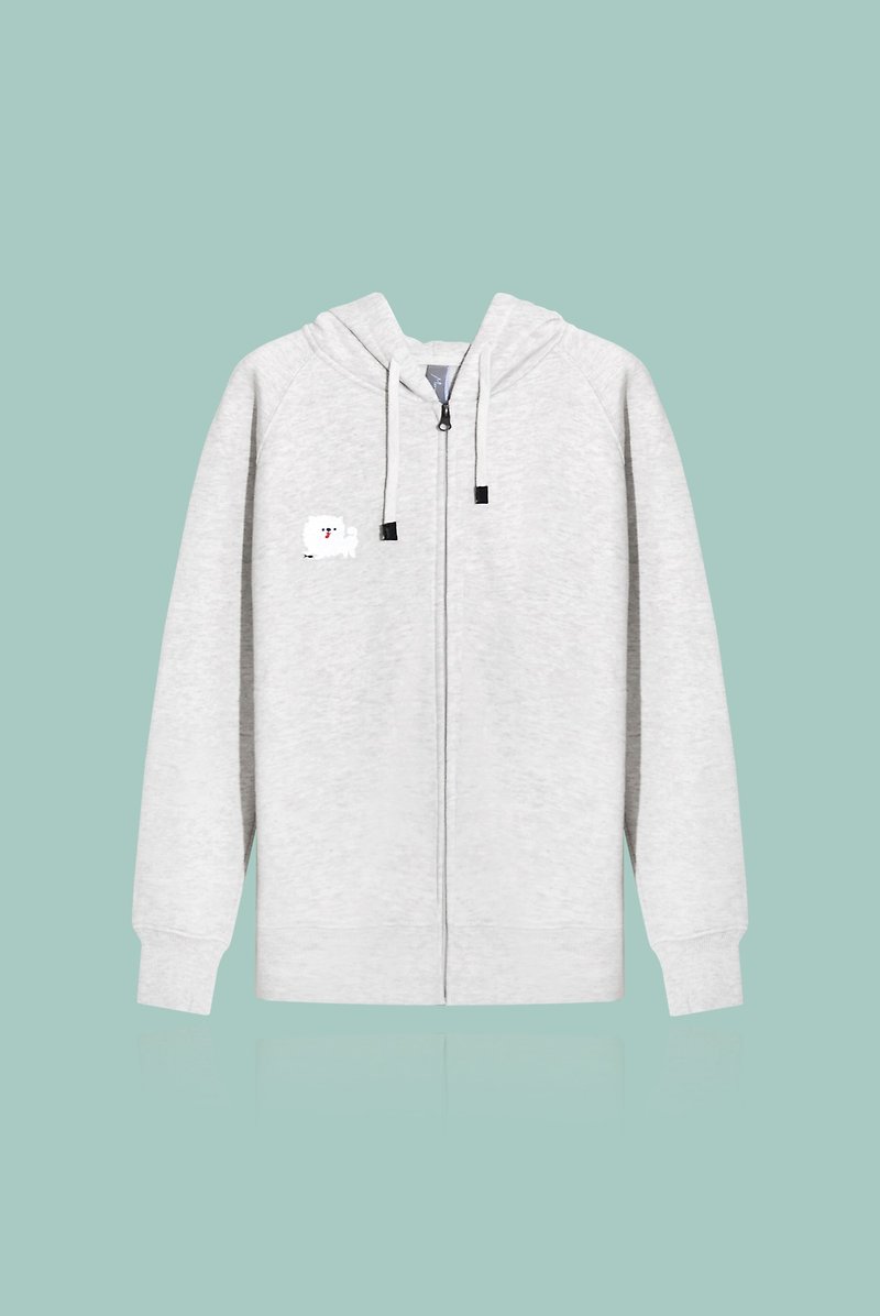 [Last] a small white dog angel face / pale heather gray sports jacket - Women's Casual & Functional Jackets - Cotton & Hemp Gray