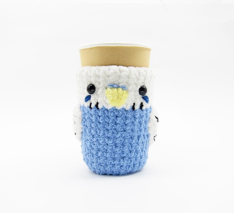 Budgerigar - parrot - cup set - pen holder - ถุงใส่กระติกนำ้ - ไฟเบอร์อื่นๆ สีน้ำเงิน