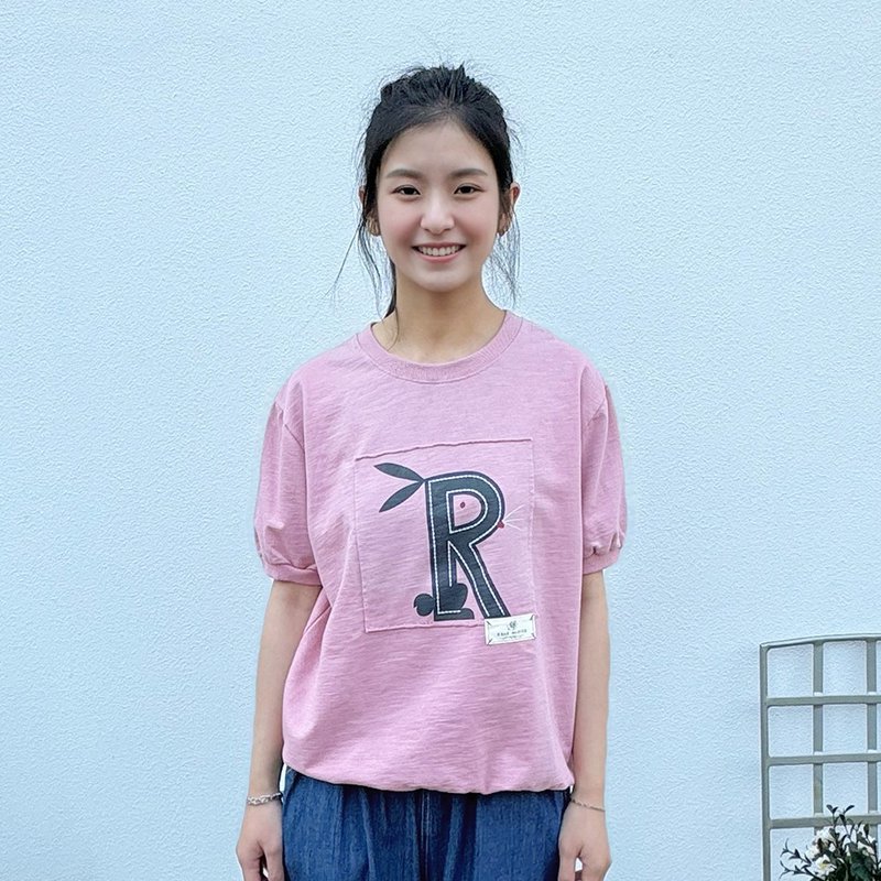 Hana Mokuba 圓領印花公主袖收口上衣 - 女上衣/長袖上衣 - 其他材質 