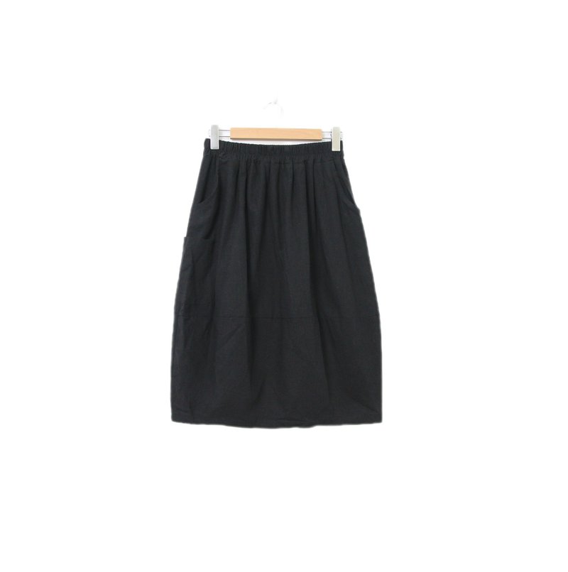 Back to Green-復古長裙 正黑 棉 M-16//vintage skirt - 裙子/長裙 - 棉．麻 