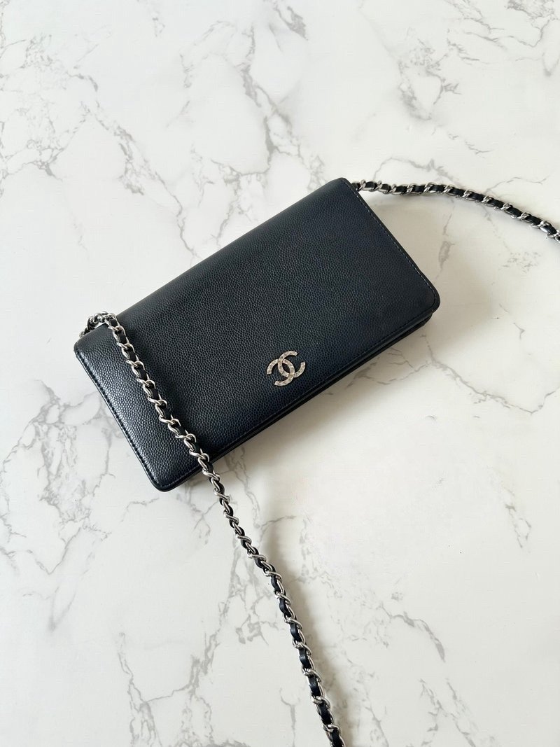 中古包 Chanel黑色WOC 斜背包 側背包 單肩包 長夾 錢包 皮夾 - 側背包/斜背包 - 真皮 黑色