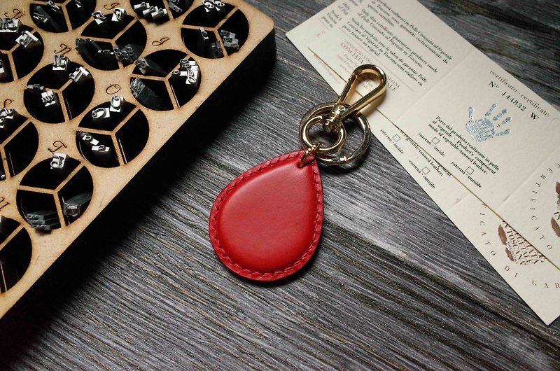 造型悠遊卡 晶片吊飾－水滴造型款－紅色 - 鑰匙圈/鎖匙扣 - 真皮 紅色