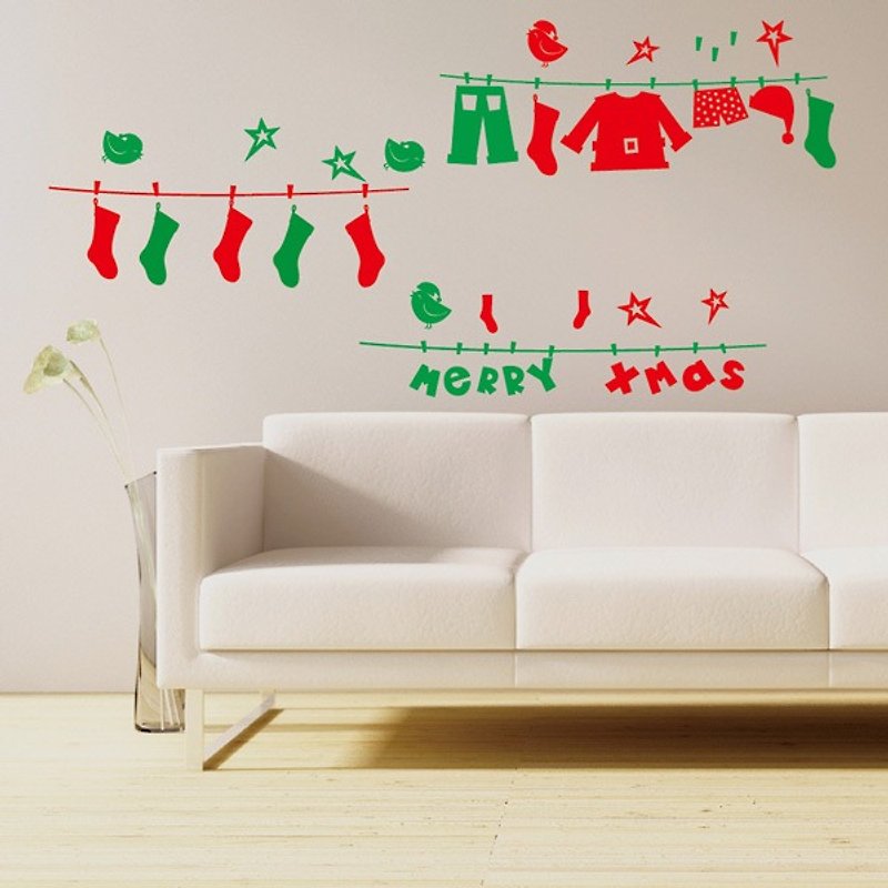 Smart Design 創意無痕壁貼◆聖誕襪 4色可選 - 牆貼/牆身裝飾 - 紙 紅色