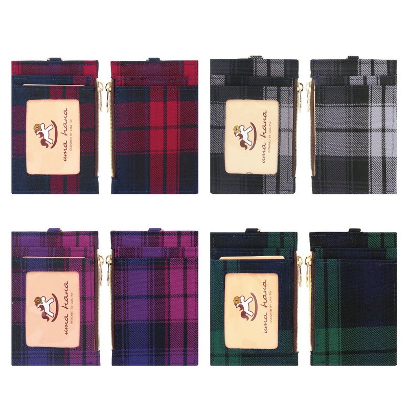 [Classic Plaid-Lara Card Holder] Made in Taiwan, neck-hanging retractable change card ID holder - Other - Waterproof Material 