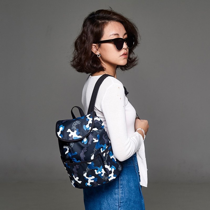 迷你都會包 | 湛藍迷彩鹿角森林 (兒童後揹包 防走失包) - 防走失/兒童背包 - 防水材質 藍色