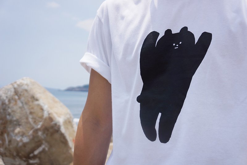 FurryZoo短袖T-熊貼心 - 中性衛衣/T 恤 - 棉．麻 白色